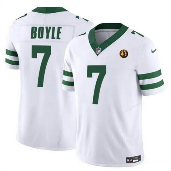 Men New York Jets 7 Tim Boyle White 2023 F U S E Throwback With John Madden Patch Vapor Limited Stitched Football Jersey Men New York Jets 7 Tim Boyle White 2023 F U S E Throwback With John Madden Patch Vapor Limited Stitched Football Jersey