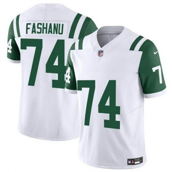 Men New York Jets 74 Olu Fashanu White 2024 Classic Alternate Vapor F U S E Limited Stitched Football Jersey Men New York Jets 74 Olu Fashanu White 2024 Classic Alternate Vapor F U S E Limited Stitched Football Jersey