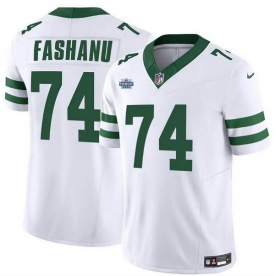 Men New York Jets 74 Olu Fashanu White 2024 F U S E With Draft Patch Vapor Limited Stitched Jersey Men New York Jets 74 Olu Fashanu White 2024 F U S E With Draft Patch Vapor Limited Stitched Jersey