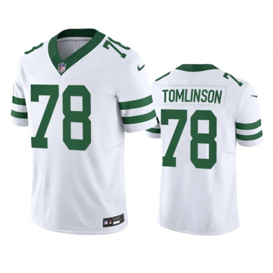 Men New York Jets 78 Laken Tomlinson White 2023 F U S E Vapor Limited Throwback Stitched Football Jersey Men New York Jets 78 Laken Tomlinson White 2023 F U S E Vapor Limited Throwback Stitched Football Jersey