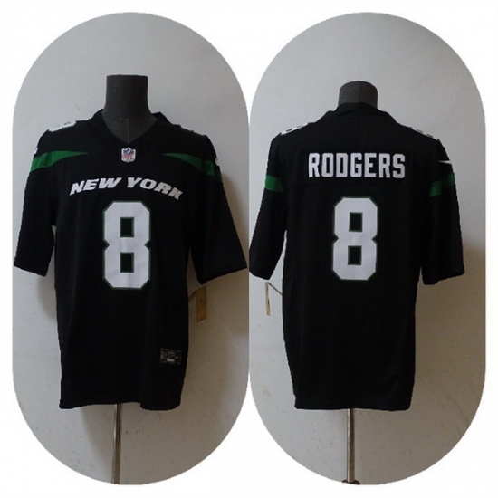 Men New York Jets 8 Aaron Rodgers 2023 F U S E Black Vapor Untouchable Limited Stitched Jersey Men New York Jets 8 Aaron Rodgers 2023 F U S E Black Vapor Untouchable Limited Stitched Jersey
