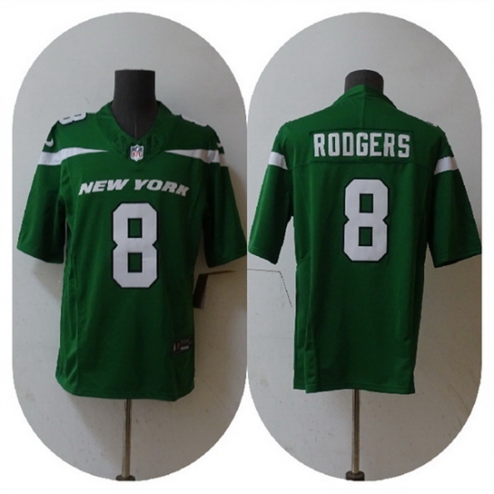 Men New York Jets 8 Aaron Rodgers 2023 F U S E Green Vapor Untouchable Limited Stitched Jersey Men New York Jets 8 Aaron Rodgers 2023 F U S E Green Vapor Untouchable Limited Stitched Jersey
