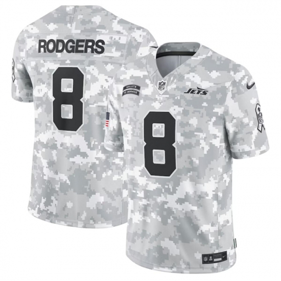 Men New York Jets 8 Aaron Rodgers 2024 Arctic Camo Salute To Service Limited Stitched Football Jersey Men New York Jets 8 Aaron Rodgers 2024 Arctic Camo Salute To Service Limited Stitched Football Jersey
