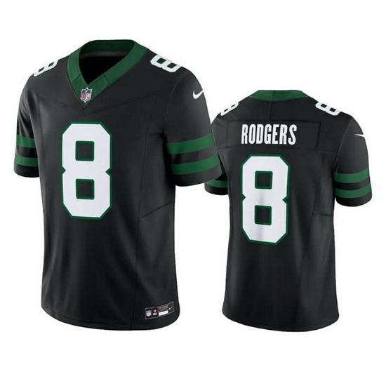 Men New York Jets 8 Aaron Rodgers Black 2024 F U S E Vapor Limited Stitched Jersey Men New York Jets 8 Aaron Rodgers Black 2024 F U S E Vapor Limited Stitched Jersey