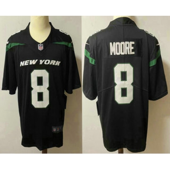 Men New York Jets 8 Elijah Moore Black 2021 Vapor Untouchable Stitched NFL Nike Limited Jersey Men New York Jets 8 Elijah Moore Black 2021 Vapor Untouchable Stitched NFL Nike Limited Jersey