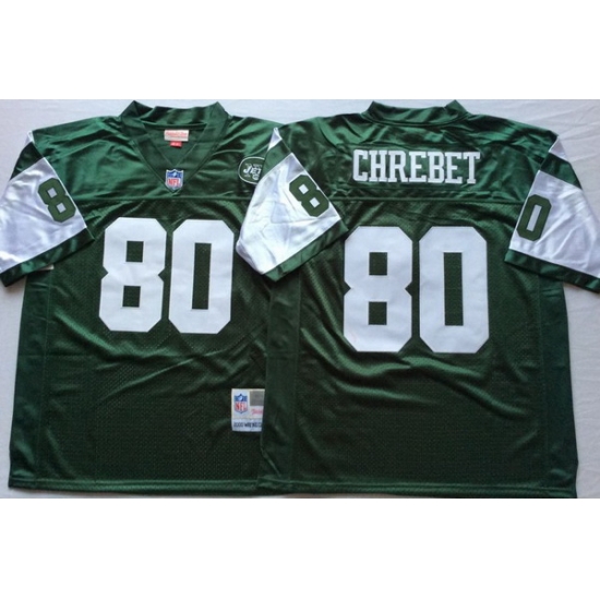 Men New York Jets 80 Wayne Chrebet Green M&N Throwback Jersey Men New York Jets 80 Wayne Chrebet Green M&N Throwback Jersey