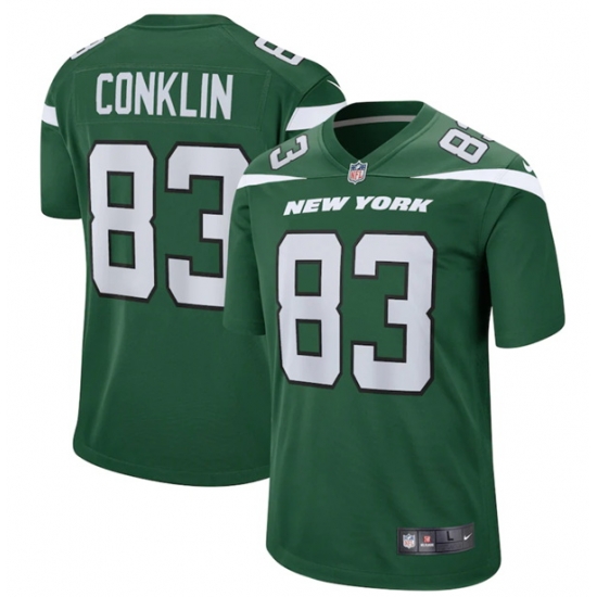Men New York Jets 83 Tyler Conklin 2022 Green Stitched Game Jersey Men New York Jets 83 Tyler Conklin 2022 Green Stitched Game Jersey