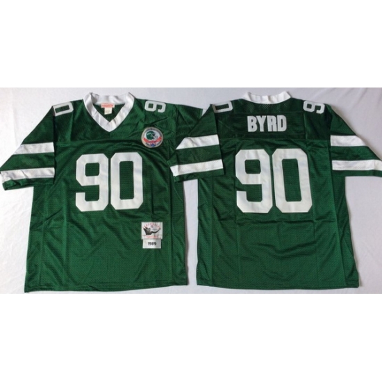 Men New York Jets 90 Dennis Byrd Green M&N Throwback Jersey Men New York Jets 90 Dennis Byrd Green M&N Throwback Jersey