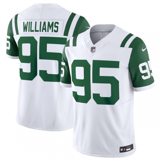 Men New York Jets 95 Quinnen Williams White Classic Alternate Vapor F U S E Limited Stitched Football Jersey Men New York Jets 95 Quinnen Williams White Classic Alternate Vapor F U S E Limited Stitched Football Jersey