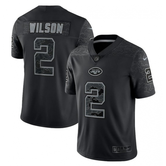 Men's New York Jets #2 Zach Wilson Black Reflective Limited Stitched Jersey Men's New York Jets #2 Zach Wilson Black Reflective Limited Stitched Jersey