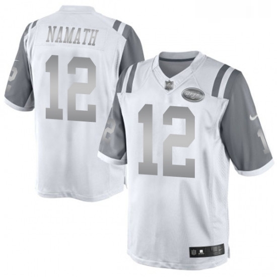 Mens Nike New York Jets 12 Joe Namath Limited White Platinum NFL Jersey Mens Nike New York Jets 12 Joe Namath Limited White Platinum NFL Jersey
