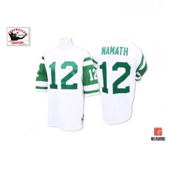 Mitchell and Ness New York Jets 12 Joe Namath White Stitched Authentic Throwback NFL Jersey Mitchell and Ness New York Jets 12 Joe Namath White Stitched Authentic Throwback NFL Jersey