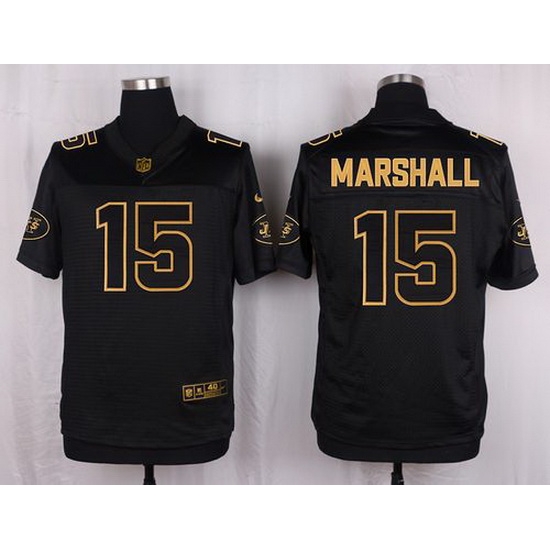 Nike Jets #15 Brandon Marshall Black Mens Stitched NFL Elite Pro Line Gold Collection Jersey Nike Jets #15 Brandon Marshall Black Mens Stitched NFL Elite Pro Line Gold Collection Jersey