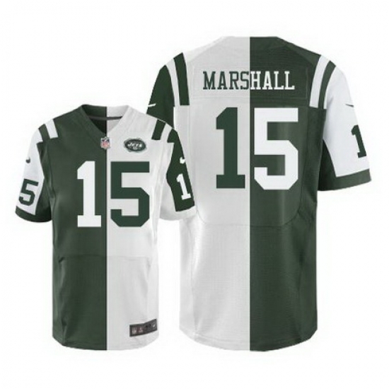 Nike Jets #15 Brandon Marshall Green White Mens Stitched NFL Elite Split Jersey Nike Jets #15 Brandon Marshall Green White Mens Stitched NFL Elite Split Jersey