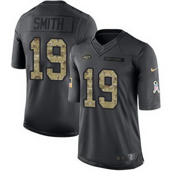 Nike Jets #19 Devin Smith Black Mens Stitched NFL Limited 2016 Salute to Service Jersey Nike Jets #19 Devin Smith Black Mens Stitched NFL Limited 2016 Salute to Service Jersey