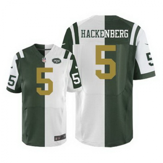 Nike Jets #5 Christian Hackenberg Green White Mens Stitched NFL Elite Split Jersey Nike Jets #5 Christian Hackenberg Green White Mens Stitched NFL Elite Split Jersey