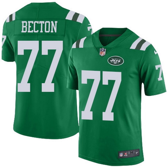 Nike Jets 77 Mekhi Becton Green Men Stitched NFL Limited Rush Jersey Nike Jets 77 Mekhi Becton Green Men Stitched NFL Limited Rush Jersey