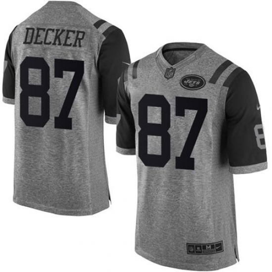 Nike Jets #87 Eric Decker Gray Mens Stitched NFL Limited Gridiron Gray Jersey Nike Jets #87 Eric Decker Gray Mens Stitched NFL Limited Gridiron Gray Jersey