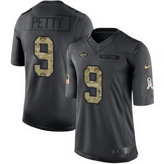 Nike Jets #9 Bryce Petty Black Mens Stitched NFL Limited 2016 Salute to Service Jersey Nike Jets #9 Bryce Petty Black Mens Stitched NFL Limited 2016 Salute to Service Jersey