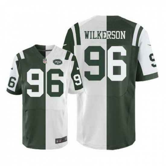Nike Jets #96 Muhammad Wilkerson Green White Mens Stitched NFL Elite Split Jersey Nike Jets #96 Muhammad Wilkerson Green White Mens Stitched NFL Elite Split Jersey