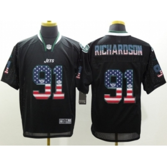 Nike New York Jets 91 Sheldon Richardson Black Elite USA Flag Fashion NFL Jersey Nike New York Jets 91 Sheldon Richardson Black Elite USA Flag Fashion NFL Jersey
