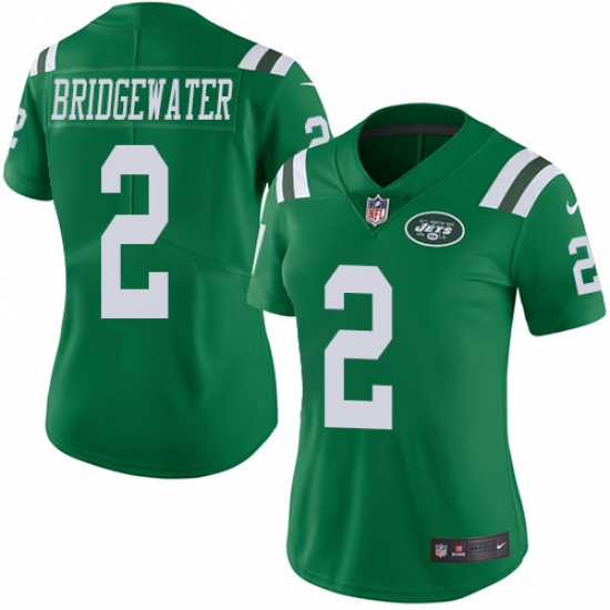 Nike Jets #2 Teddy Bridgewater Green Womens Stitched NFL Limited Rush Jersey Nike Jets #2 Teddy Bridgewater Green Womens Stitched NFL Limited Rush Jersey