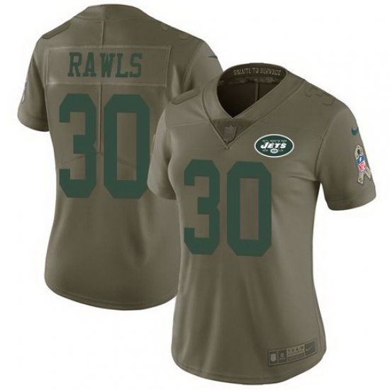 Nike Jets 30 Thomas Rawls Olive Women Salute To Service Limited Jersey Nike Jets 30 Thomas Rawls Olive Women Salute To Service Limited Jersey