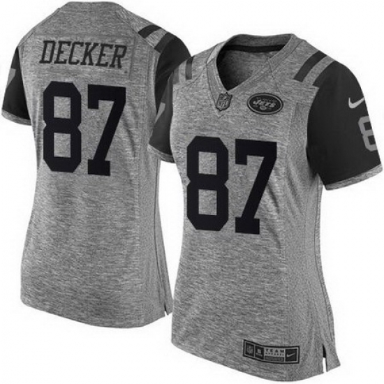 Nike Jets #87 Eric Decker Gray Womens Stitched NFL Limited Gridiron Gray Jersey Nike Jets #87 Eric Decker Gray Womens Stitched NFL Limited Gridiron Gray Jersey