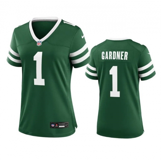 Women New York Jets 1 Sauce Gardner Green 2024 Stitched Football Jersey Women New York Jets 1 Sauce Gardner Green 2024 Stitched Football Jersey