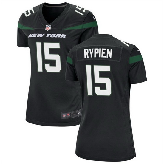 Women New York Jets 15 Brett Rypien Black Stitched Football Jersey 28Run Small 29 Women New York Jets 15 Brett Rypien Black Stitched Football Jersey 28Run Small 29