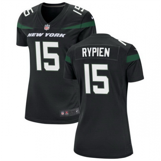 Women New York Jets 15 Brett Rypien Black Stitched Football Jersey Women New York Jets 15 Brett Rypien Black Stitched Football Jersey