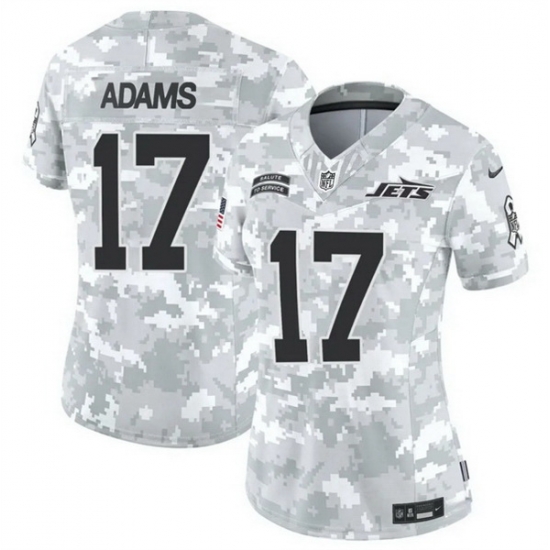 Women New York Jets 17 Davante Adams 2024 F U S E Arctic Camo Salute To Service Limited Stitched Jersey Women New York Jets 17 Davante Adams 2024 F U S E Arctic Camo Salute To Service Limited Stitched Jersey