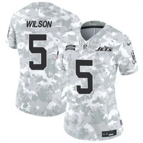 Women New York Jets 5 Garrett Wilson 2024 F U S E Arctic Camo Salute To Service Limited Stitched Jersey Women New York Jets 5 Garrett Wilson 2024 F U S E Arctic Camo Salute To Service Limited Stitched Jersey
