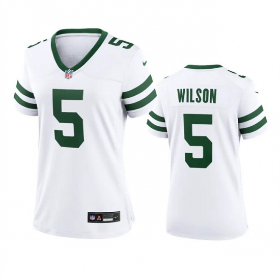 Women New York Jets 5 Garrett Wilson White 2024 Stitched Football Jersey Women New York Jets 5 Garrett Wilson White 2024 Stitched Football Jersey