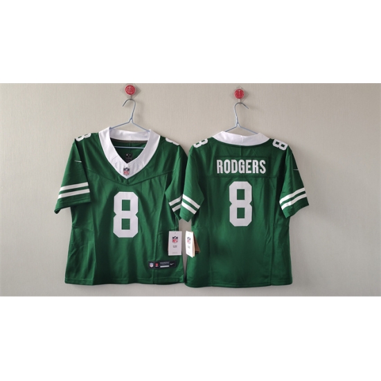 Women New York Jets 8 Aaron Rodgers Green 2024 F U S E Vapor Stitched Football Jersey Women New York Jets 8 Aaron Rodgers Green 2024 F U S E Vapor Stitched Football Jersey