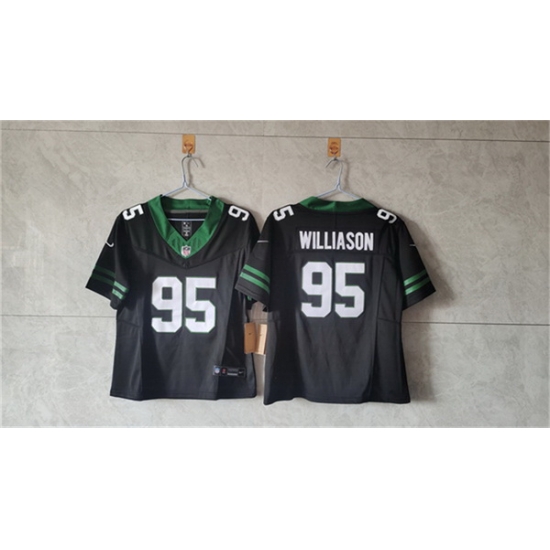 Women New York Jets 95 Quinnen Williams Black F U S E Vapor Stitched Jersey Women New York Jets 95 Quinnen Williams Black F U S E Vapor Stitched Jersey