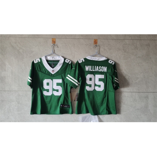 Women New York Jets 95 Quinnen Williams Green F U S E Vapor Stitched Jersey Women New York Jets 95 Quinnen Williams Green F U S E Vapor Stitched Jersey