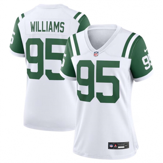 Women New York Jets 95 Quinnen Williams White Classic Alternate Stitched Jersey Women New York Jets 95 Quinnen Williams White Classic Alternate Stitched Jersey