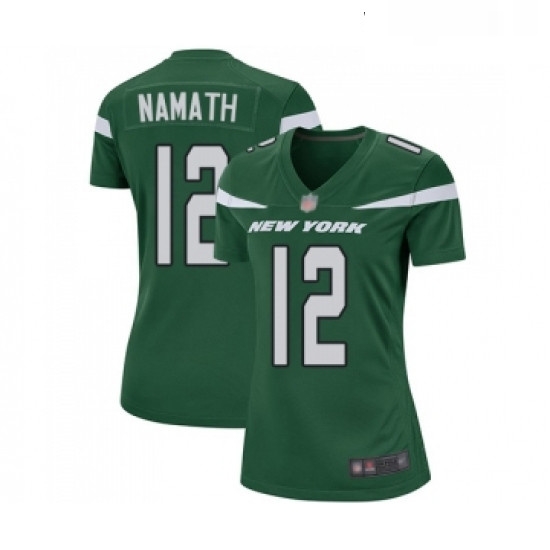 Womens New York Jets 12 Joe Namath Game Green Team Color Football Jersey Womens New York Jets 12 Joe Namath Game Green Team Color Football Jersey