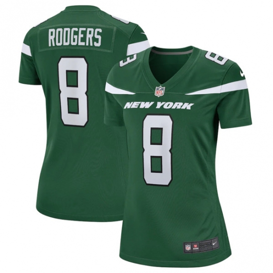 Women's New York Jets #8 Aaron Rodgers Green Stitched Game Football Jersey Women's New York Jets #8 Aaron Rodgers Green Stitched Game Football Jersey