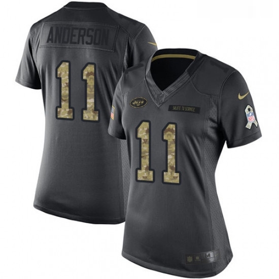 Womens Nike New York Jets 11 Robby Anderson Limited Black 2016 Salute to Service NFL Jersey Womens Nike New York Jets 11 Robby Anderson Limited Black 2016 Salute to Service NFL Jersey