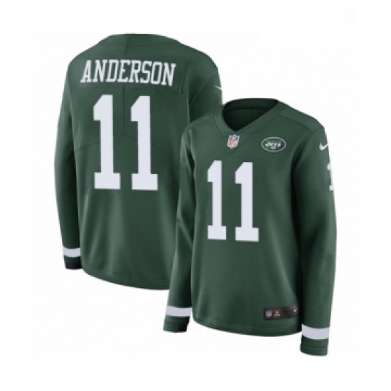 Womens Nike New York Jets 11 Robby Anderson Limited Green Therma Long Sleeve NFL Jersey Womens Nike New York Jets 11 Robby Anderson Limited Green Therma Long Sleeve NFL Jersey