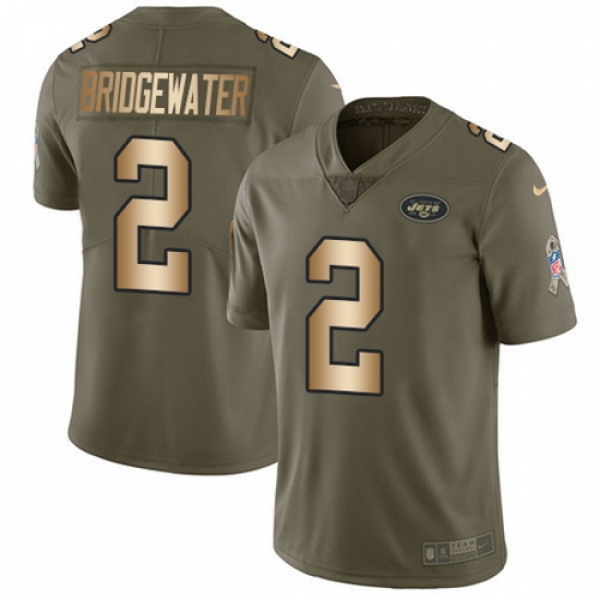 Nike Jets #2 Teddy Bridgewater Olive Gold Youth Stitched NFL Limited 2017 Salute to Service Jersey Nike Jets #2 Teddy Bridgewater Olive Gold Youth Stitched NFL Limited 2017 Salute to Service Jersey