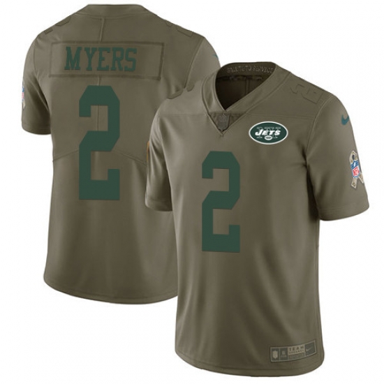 Youth Nike Jets 2 Jason Myers Olive Stitched NFL Limited 2017 Salute to Service Jersey Youth Nike Jets 2 Jason Myers Olive Stitched NFL Limited 2017 Salute to Service Jersey