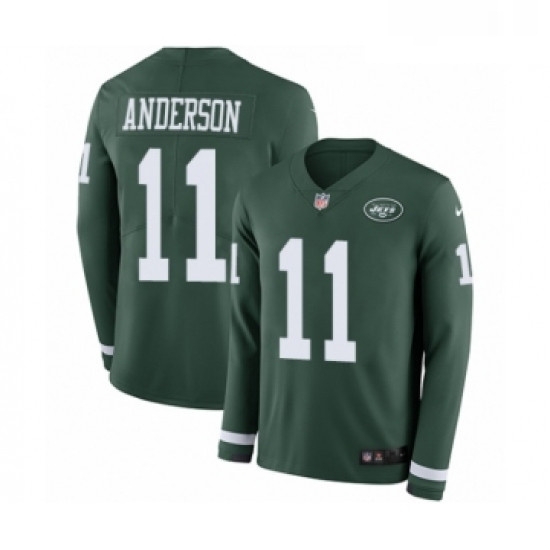 Youth Nike New York Jets 11 Robby Anderson Limited Green Therma Long Sleeve NFL Jersey Youth Nike New York Jets 11 Robby Anderson Limited Green Therma Long Sleeve NFL Jersey