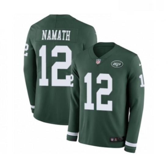 Youth Nike New York Jets 12 Joe Namath Limited Green Therma Long Sleeve NFL Jersey Youth Nike New York Jets 12 Joe Namath Limited Green Therma Long Sleeve NFL Jersey