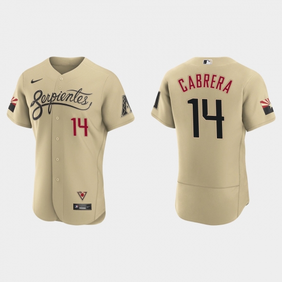 Arizona Diamondbacks 14 Asdrubal Cabrera Men Nike 2021 City Connect Authentic MLB Jersey Gold Arizona Diamondbacks 14 Asdrubal Cabrera Men Nike 2021 City Connect Authentic MLB Jersey Gold