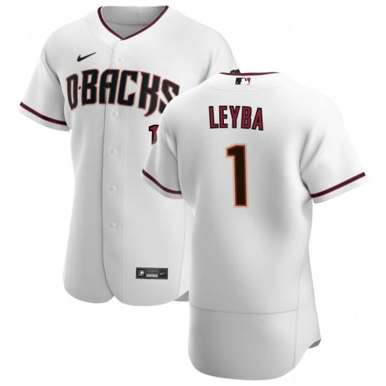 Men Arizona Diamondbacks 1 Domingo Leyba Men Nike White Crimson Flex Base Home Team MLB Jersey Men Arizona Diamondbacks 1 Domingo Leyba Men Nike White Crimson Flex Base Home Team MLB Jersey