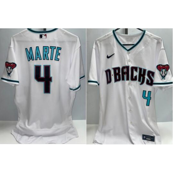Men Arizona Diamondbacks 4 Ketel Marte White Collection Flex Base Baseball Stitched Jersey II Men Arizona Diamondbacks 4 Ketel Marte White Collection Flex Base Baseball Stitched Jersey II