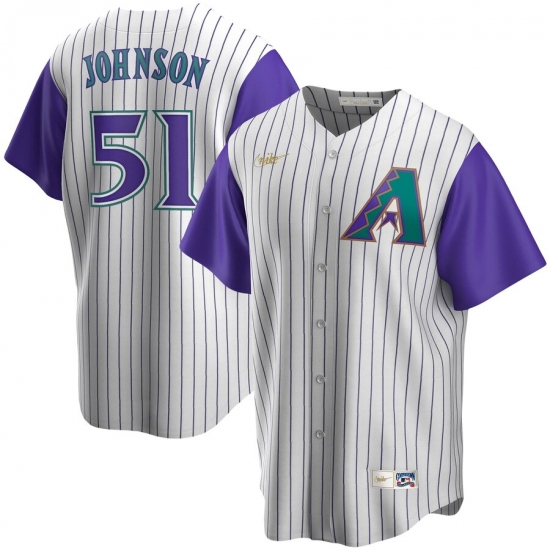 Men Arizona Diamondbacks 51 Randy Johnson Nike Alternate Cooperstown Collection Player MLB Jersey Cream Purple Men Arizona Diamondbacks 51 Randy Johnson Nike Alternate Cooperstown Collection Player MLB Jersey Cream Purple